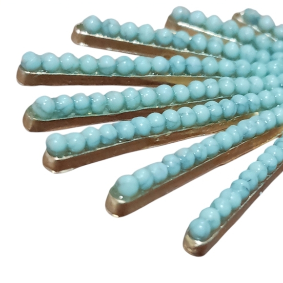 St. Armands Sunburst Turquoise Bead Dangle Earrings - Picture 3 of 6